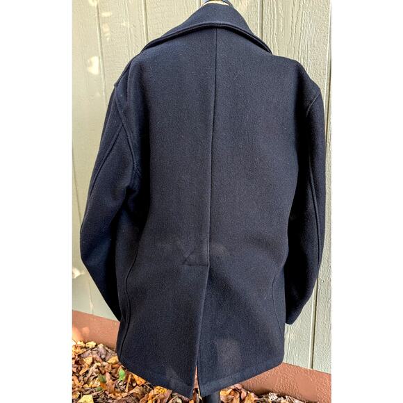 Vtg Spiewak Black Peacoat Mens 46 Wool Naval Double Breasted Golden Fleece Coat - Picture 3 of 12